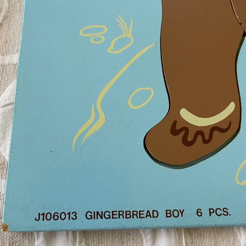 Vintage 1979 Judy Instructo Gingerbread Boy Wood Inlay Puzzle 6 Piece J106013